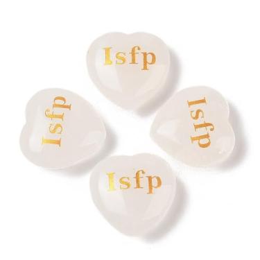 Imagem de Estatuetas MBTI de cristal de quartzo natural com gravação de coração estátuas com cristais de cura para decoração de mesa de escritório em casa, 30 x 30 x 12,5 ~ 13 mm