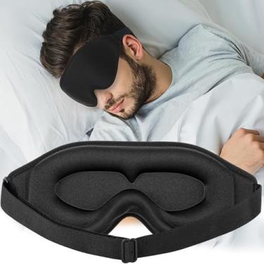 Imagem de Máscara de dormir para mulheres e homens copo contornado 3D sem pressão máscara de olhos para dormir ajustável suave noite venda olho cobertura preta
