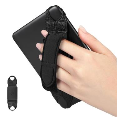 Imagem de FINTIE Suporte universal de alça de mão para tablets de 15 a 7 polegadas, suporte giratório de couro PU de 360 graus, seguro e portátil, alça ajustável para tablet de e-book Kindle/Kobo/Voyaga/Nook de