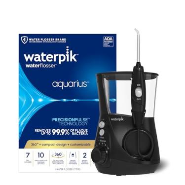 Imagem de Waterpik Aquarius Water Flosser Professional para dentes, gengivas, órteses, cuidados dentários, energia elétrica com 10 configurações, 7 dicas para vários usuários e necessidades, aceita ADA, preto