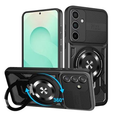 Imagem de Capa para Samsung Galaxy S25 Plus 5G, Gase de telefone para Samsung S25+ com Mag-Safe, capa protetora híbrida de proteção militar TPU com suporte de anel de metal de 360°, capa à prova de choque para