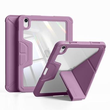 Imagem de GKABXY Capa para iPad (A16) 11ª geração 11 polegadas 2025, iPad 10ª geração 10 polegadas 2022 com parte traseira transparente, suporte multiângulo, capa protetora para tablet à prova de choque