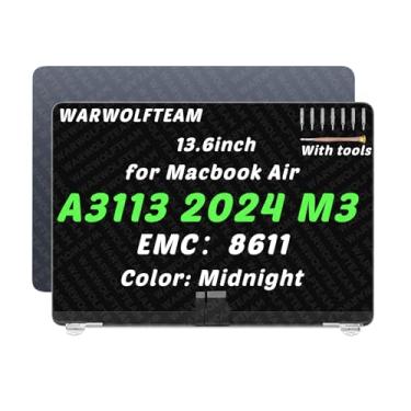 Imagem de WARWOLFTEAM Montagem completa de substituição de digitalizador de tela LCD LED de 13,6 polegadas compatível com MacBook Air Mac15,12 A3113 2024 M3 MRXN3xx/A 2560 x 1664 EMC 8611