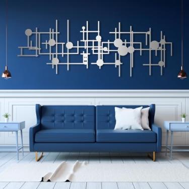 Imagem de Arte de parede de metal abstrata, arte de parede de metal moderna, decoração de parede de metal geométrico, arte de parede minimalista moderna, arte de parede abstrata, arte de parede grande para