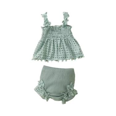 Imagem de Conjunto de calças curtas para bebês meninas - NONE, Verde, 70