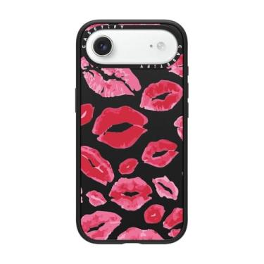 Imagem de CASETiFY Capa Impact para iPhone 17 Air [fina/compatível com Magsafe/2,5 m. Proteção contra quedas de grau militar 4X] - Batom Kisses - Preto fosco