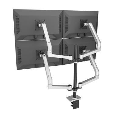 Imagem de BEGWVDJTP Suporte de mesa para monitor multitela de 17-38 polegadas Engenharia para cima e para baixo suporte giratório para laptop para computador portátil suporte de quatro telas (prata)