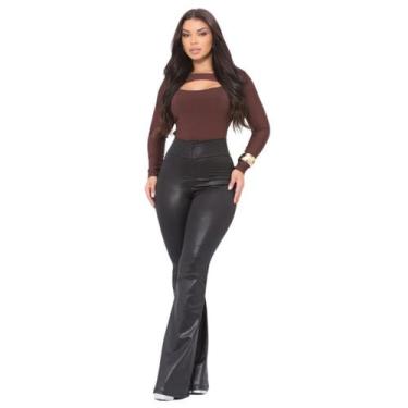 Imagem de Calça Flare Cirrê Feminina Look Casual Confortável Elegante e Moderna 