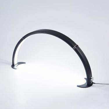 Imagem de NOVAL Luminária de mesa Half Moon com suporte de telefone – iluminação sem sombra e brilho ajustável de 3 cores, luz de LED destacável para mesa de manicure de salão, preta