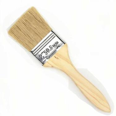 Imagem de Pincel de madeira de 5 cm para pintura industrial de pelo de porco e cola para churrasco