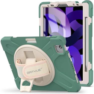 Imagem de BATYUE Capa para iPad Air 11 polegadas M3 (2025)/M2 (2024), iPad Air 5ª/4ª 11 polegadas (2022/2020), iPad Pro 11 polegadas 4ª/3ª/2ª/1ª capa com suporte giratório de 360°, suporte para lápis, alça de