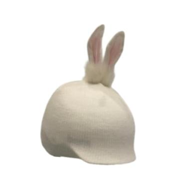 Imagem de kowaku Capa para capacete de esqui, gorro decorativo de tricô com desenho animado, acessório para capacete de snowboard, skate e esqui, Orelha de Coelho Branca