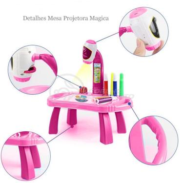 Imagem de Projetor Para Desenho Infantil Mesa Pintura De Projeção Magica Brinquedos Aprendizagem Robo Rosa