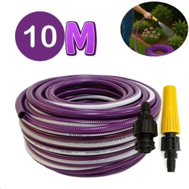 Imagem de Mangueira 10m Lilas Antitorção P/ Jardim quintal E Uso Doméstico Casa 