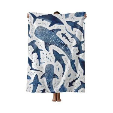 Imagem de Cobertor De Flanela Com Estampa De Tubarão Para Sofá, Cama, Carro, Cam