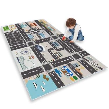 Imagem de Tapete infantil ótimo para brincar com carros e brinquedos, tapete educacional para crianças, estrada e trânsito, vida urbana, tapete divertido para crianças, para quarto, sala de jogos, 80 x 120 cm