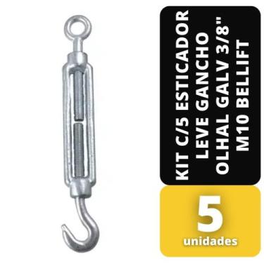 Imagem de Kit C/5 Esticador Leve Gancho Olhal Galv 3/8" M10 Bellift