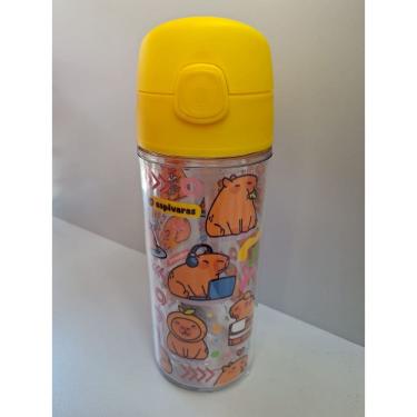 Imagem de Garrafa De Água Infantil Pop Capivara 270ml C/ Canudo Escola Vermelho