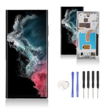 Imagem de Original para S22 Ultra, Display LCD OLED Touch Screen Digitalizador Assembléia S22ultra SM S908B Substituição de tela LCD com moldura, 6,7 polegadas (prata)