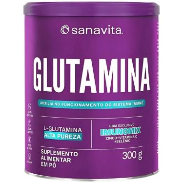 Imagem de Glutamina em Pó 100 Pura SANAVITA 300g Lglutamina com Imunomix Imunidade Vitamina C, Zinco, Selênio-Unissex