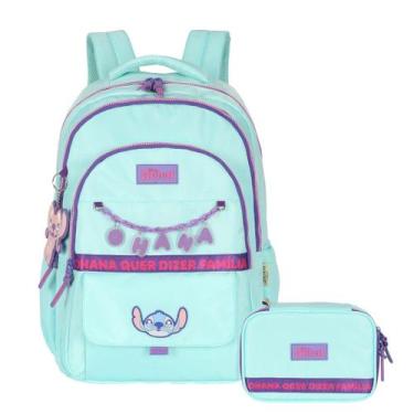 Imagem de Kit Escolar Stitch Mochila De Costas Estojo Box Disney - Luxcel, Azul 