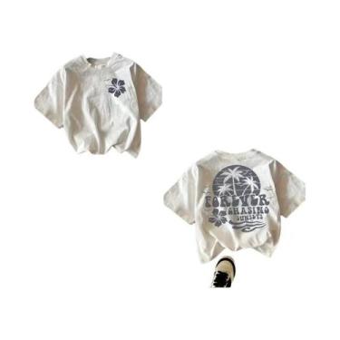 Imagem de Camiseta Feminina Casual De Verão Com Estampa Floral E Manga Curta - N