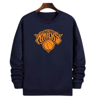 Imagem de Blusa Moletom Gola Basquete New York Knickss Basketball, Azul, GG, Uni
