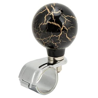 Imagem de Keenso Botão do Volante, Botão Giratório do Volante, Formato de Bola Com Padrão de Trovão para Carros, Caminhões, Tratores, Barcos (Preta)