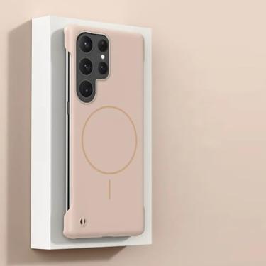 Imagem de HJZSZX Capa ultrafina sem moldura para Galaxy S25 Edge com carregador magnético sem fio (para Galaxy S25 Edge/rosa)