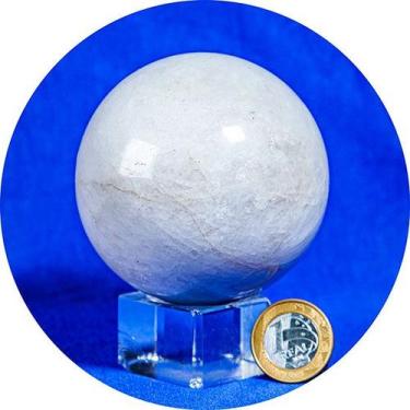 Imagem de Esfera Quartzo Leitoso Natural Lapidado 80 a 90mm Tipo C 821g - Crista