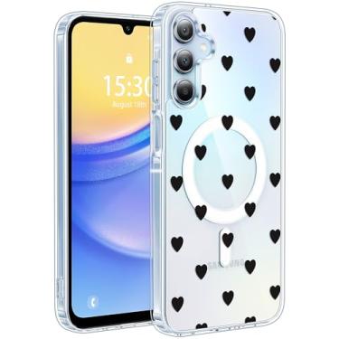 Imagem de Jkvare Capa para Samsung Galaxy A15 compatível com MagSafe, capa protetora magnética sem fio com padrão estético cristalino para mulheres e meninas - corações de bolinhas