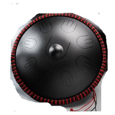 Imagem de Tambor de língua de aço de 35,5 cm, 9 notas, D menor, instrumento de percussão profissional, tambor de mão, ioga para iniciantes (preto)