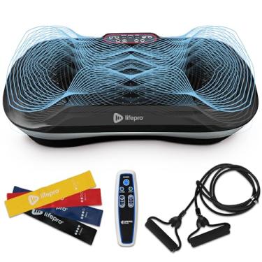 Imagem de Máquina de exercício com placa vibratória LifePro – Plataforma fitness vibratória para treino de corpo inteiro com faixas de laço – Equipamento de treinamento doméstico para perda de peso e