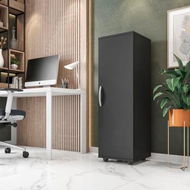 Imagem de Armário Multiuso Elite 1 Porta 3 Nichos Escritório Lavanderia (Preto)