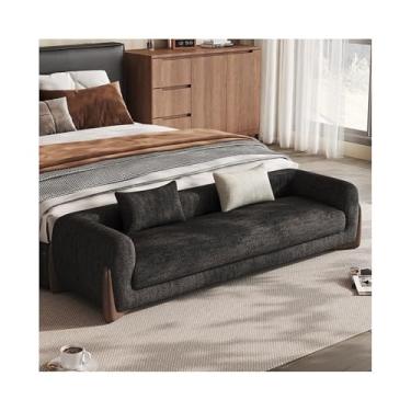 Imagem de KEG801302 Banqueta de cabeceira de cama moderna designer de quarto moderno simples apartamento casa de família fileira reta pequeno sofá decorativo (preto, pequeno)
