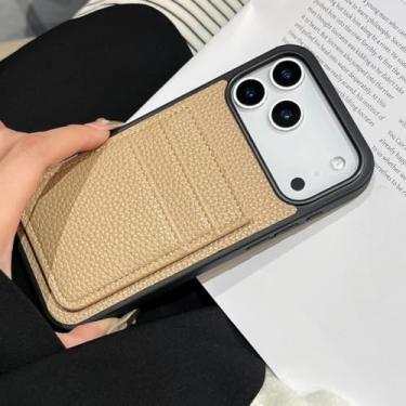 Imagem de IRTGFG Capa para iPhone 16e com estampa, compartimento para cartão e clipe para fotos (Cor sólida, para iPhone 16e/Cáqui)