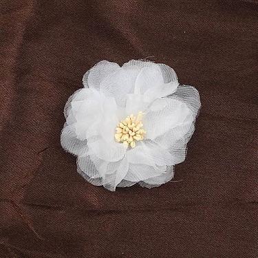 Imagem de NevStp 10 peças de flores artificiais de chiffon feitas à mão em tecido DIY para festa de casamento, artesanato, decoração de casa, DIY, branco