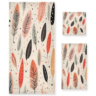 Imagem de xigua Conjunto de toalhas de banheiro de penas coloridas absorvente macio toalha de banho de 3 peças toalha de mão toalhas decorativas para banheiro, academia, hotel, praia, piscina