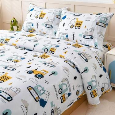 Imagem de Swiftify Jogo de cama Queen para crianças, meninos e meninas, jogo de cama de 4 peças para adolescentes, meninos e meninas, conjunto de cama com estampa de desenho animado, bolso profundo de