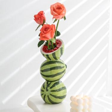 Imagem de Tampão de flores de frutas, vaso de cerâmica minimalista de estilo nórdico, decoração de casa moderna de meados do século | Mesa central, casamento, sala de estar, estante de livros, escritório, casa