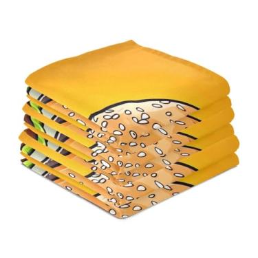 Imagem de Wassud Toalhas de cozinha gourmet hambúrguer panos de prato de cozinha pacote com 6 panos de prato macios com laço para pendurar toalha de mão super absorvente de secagem rápida toalhas de chá de mesa