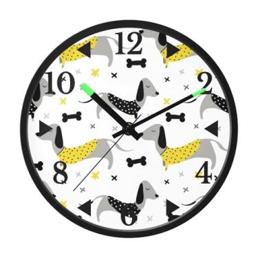 Imagem de STAYTOP Lindo relógio de parede de LED de salsicha para quarto com brilho noturno, relógios de parede silenciosos de 30 cm para decoração de sala de estar, controle de som, relógio de parede moderno