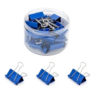 Imagem de Temiary 24 clipes de fichário, clipe de papel grande de metal de 4 cm com recipiente, grampos de papel azuis a granel para escritório, casa, material escolar