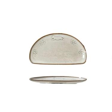 Imagem de Prato de sobremesa criativo de cor sólida de cerâmica para uso doméstico - café 22 cm