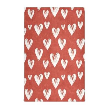 Imagem de Wassud Pincelada corações panos de prato de cozinha 1 pacote panos de prato macios com laço para pendurar toalha de mão de secagem rápida super absorvente toalhas de chá de mesa decorativas 71 x 45