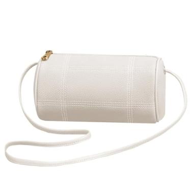 Imagem de GIVLEFLY Bolsa tiracolo feminina de couro genuíno - elegante bolsa de ombro pequena para uso diário e noturno, Branco, Grain Leather Women's Bag, Tendência