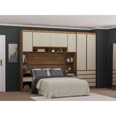 Imagem de Quarto de Casal Com Guarda Roupa e Mesas de Cabeceira 311cm Veneza Luciane Moveis
