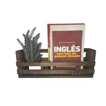 Imagem de Prateleira de Parede em Madeira Rústica, Organizador para Temperos, Cosméticos e Livros, 36cm x 13cm x 11cm, Estilo Rústico