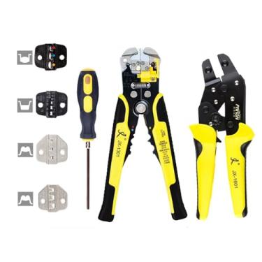 Imagem de Alicate de Crimpar Fio Profissional 4 em 1 Terminal com Ratchê Ferramenta Ferraiola Cordão Terminais Ponta Cordoalha Mecanismo Auto-Ajustável Stripper para Não Isolados Conectores Operação Fácil Efici