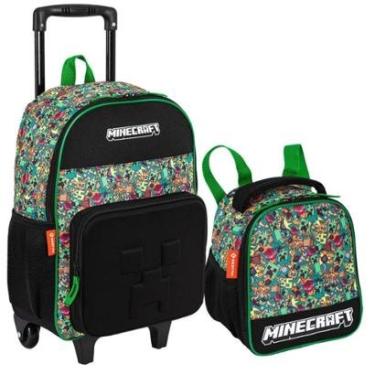 Imagem de Kit Mochila Rodinha Lancheira Minecraft Funtage Sestini-Masculino